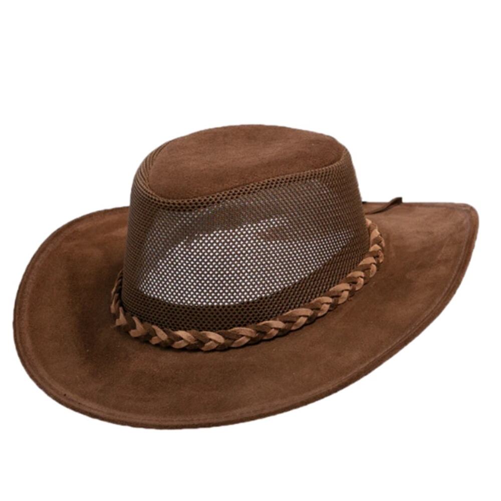 Henschel Hat Habit Wrangler Hat UPF 50+ Explorer Braided Tie USA Tan Suede L